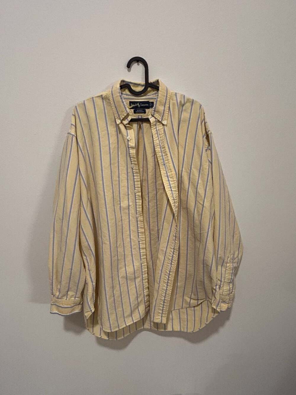 Ralph Lauren Blake Long Sleeve Shirt Size L Yellow Blue Striped Cotton